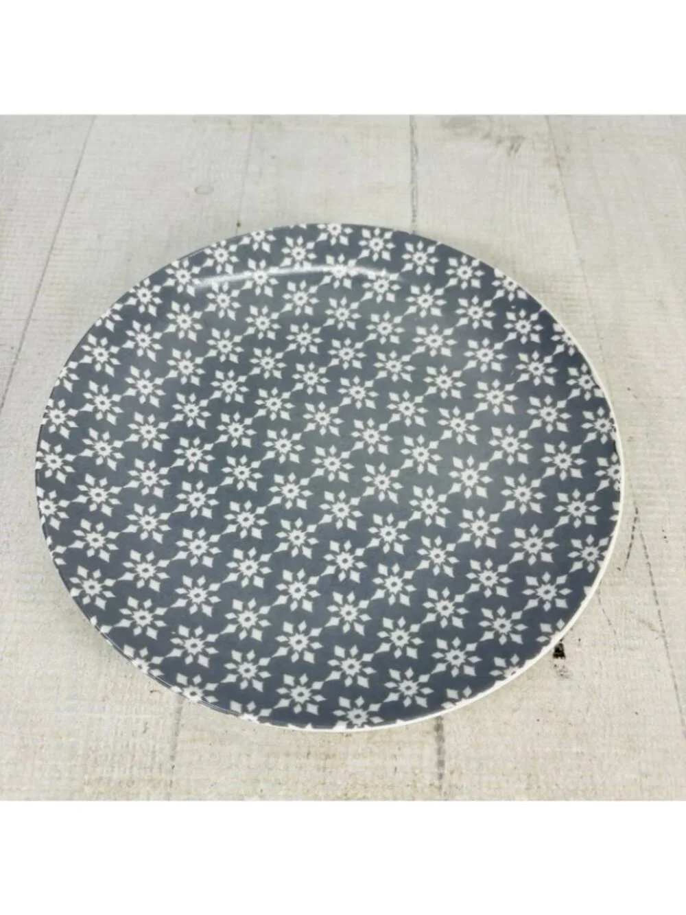 Mainstays Gray & White ABSTRACT FLORAL MIX MATCH Ceramic Lunch Salad Plate Set 3